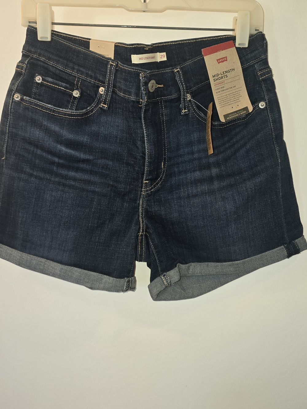 NWT Levi's Mid-Length Dark Blue Denim Women's Shorts